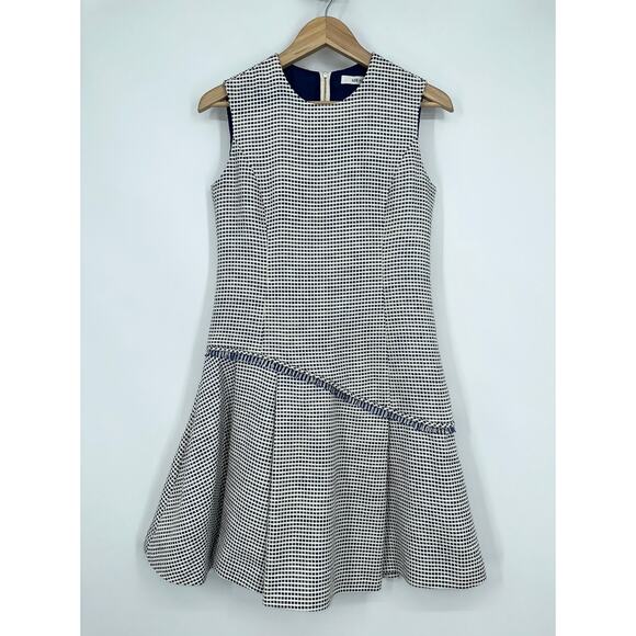 ADEAM Tweed Dress Sleeveless Plaid Fringe Trim Asymmetric Mini Dress - Picture 13 of 13